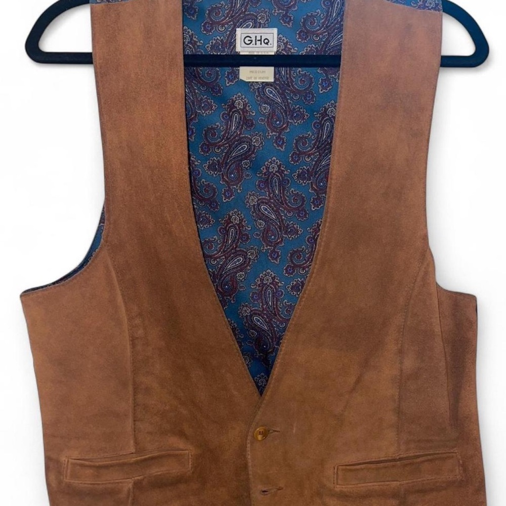 Brown Suede Vest with Paisley Lining